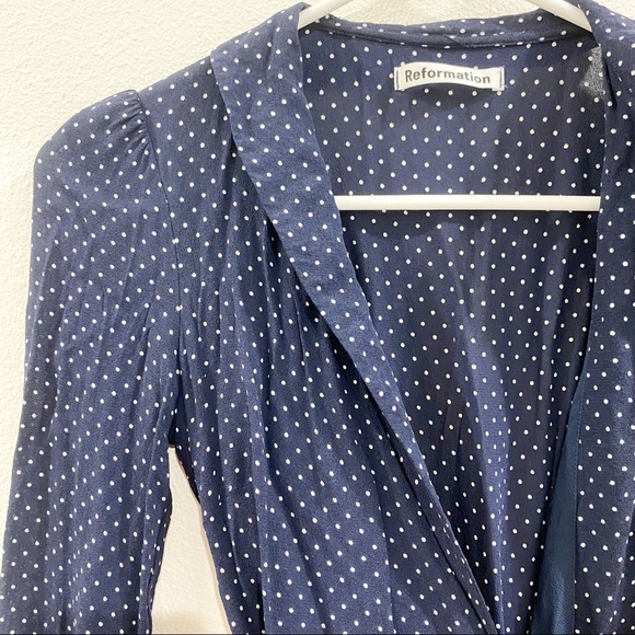 Reformation Vintage Wrap Polkadot Mini Dress S Mod Retro - Picture 7 of 8